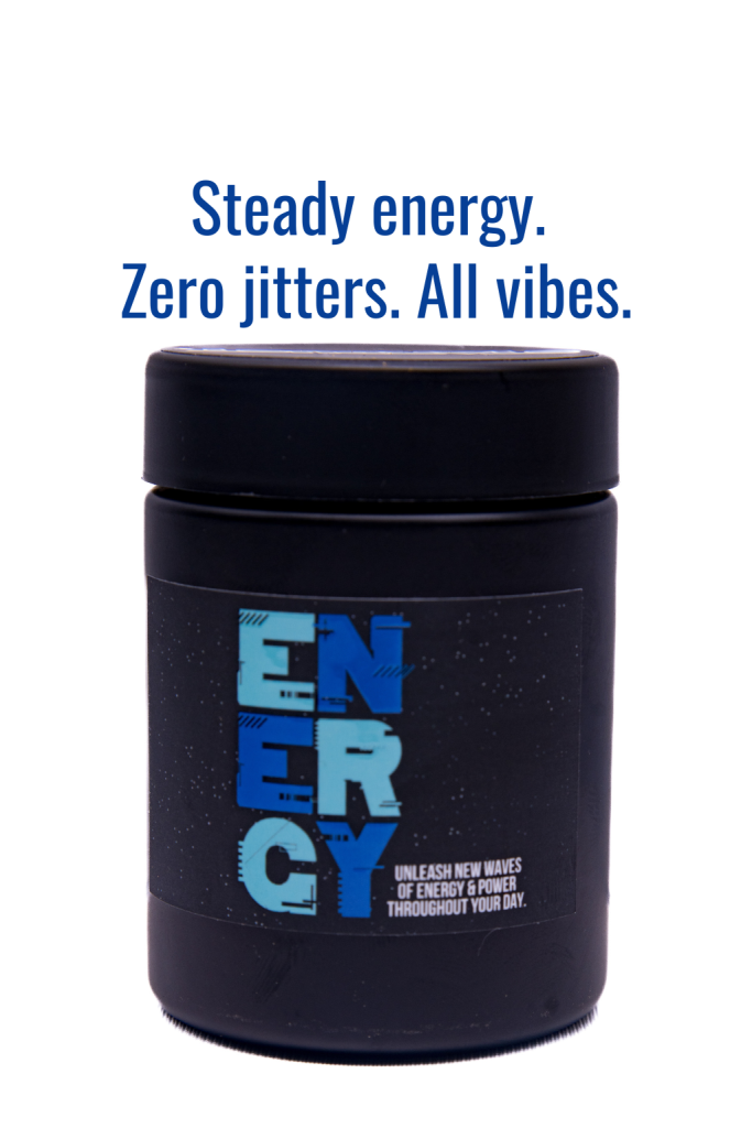 StarDust energy natural wellness supplement in a bottle with captions