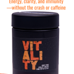 StarDust Vitality natural wellness supplement in a bottle with captions